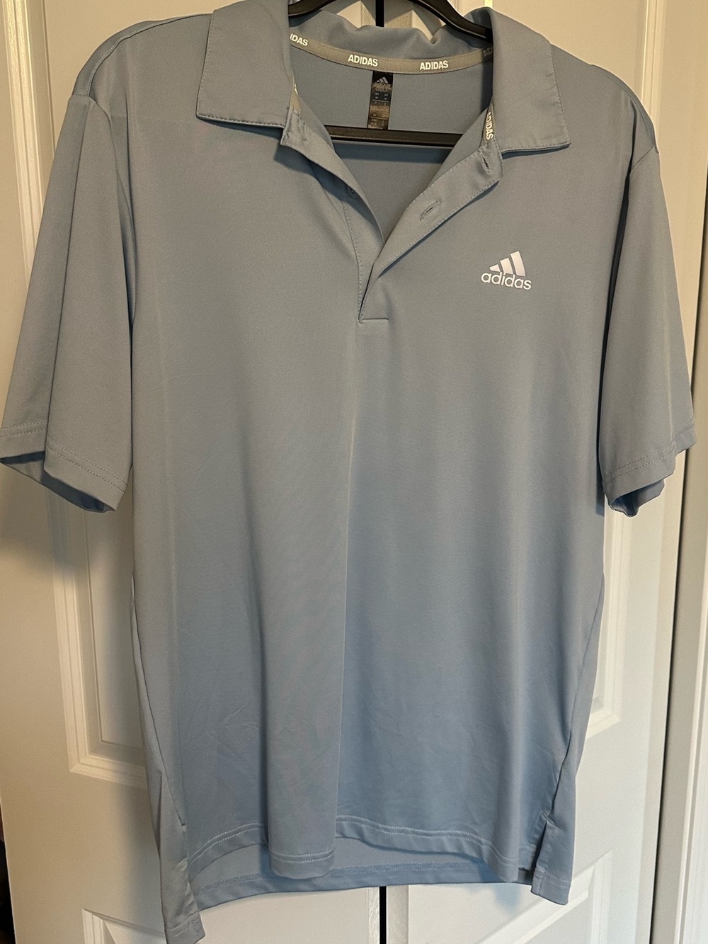 adidas Men’s Pale Blue Short Sleeve Golf Polo with Logo